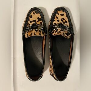 Donald J Pliner leopard calf hair loafers